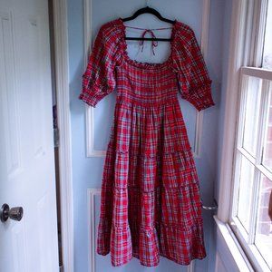 Hill House Home Nesli Nap Dress in Red Tartan, Size Small